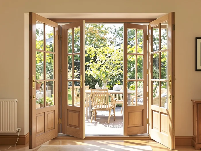 French doors opening outward in a UK home