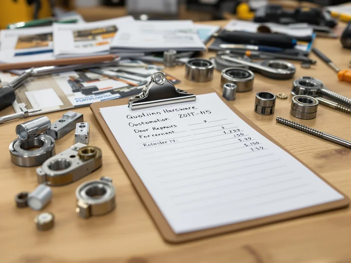 A repair quotation beside sliding door hardware samples