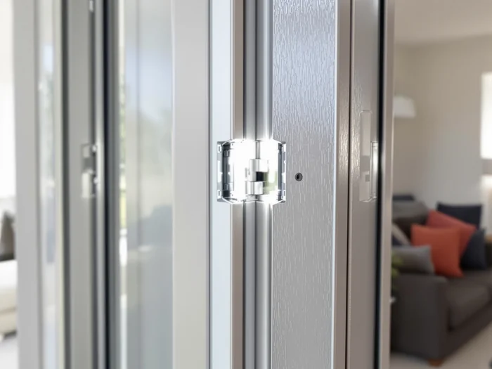 A misaligned bifold door with a visible gap at the meeting stile