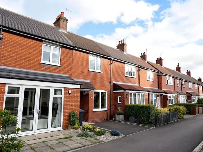 British terraced houses with uPVC patio doors