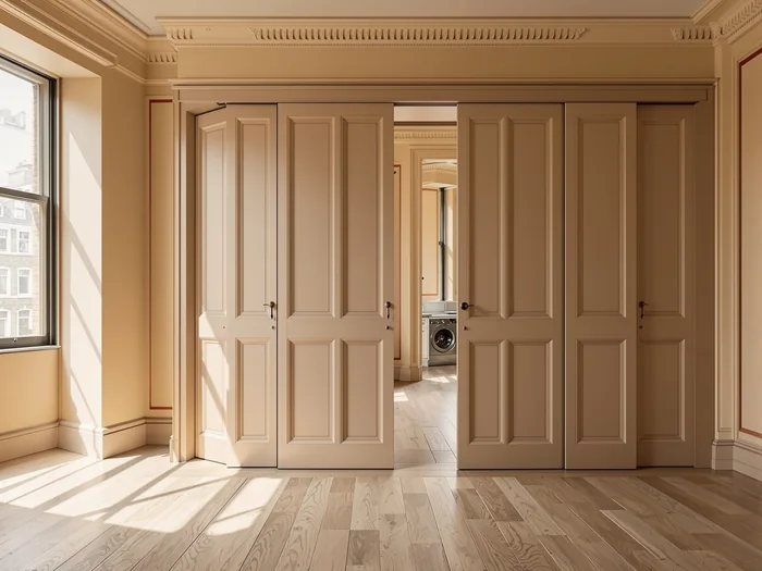 Sliding doors in a Glasgow sandstone tenement flat