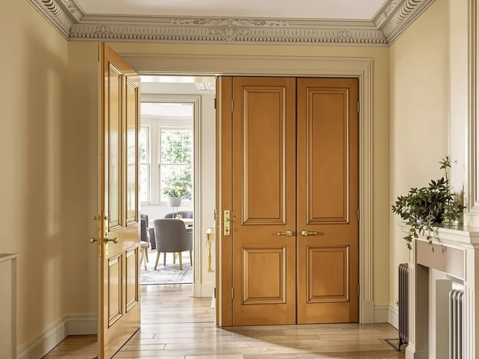 Timber French doors in a Liverpool Georgian townhouse