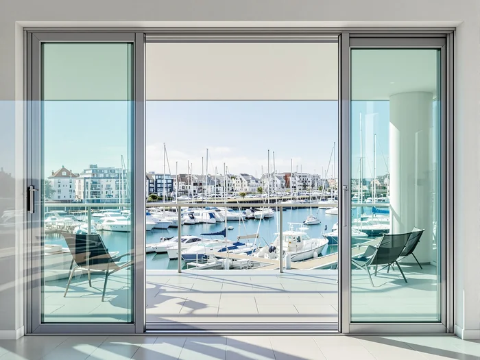 Large sliding doors on a Southampton waterfront apartment