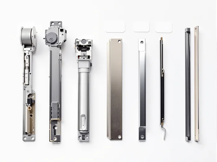 Door hardware parts arranged for identification